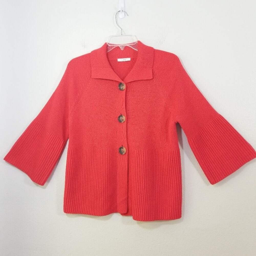 Lucia new wool blend ribbed bell slv cardigan 10